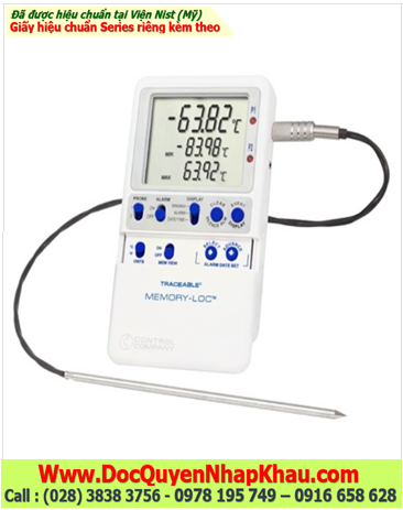 Nhiệt kế 6458 Memory-Loc™ Liquid Nitrogen Traceable® DataLogger Thermometer với dải đo nhiệt -200˚C đến 105˚C chính hãng Traceable